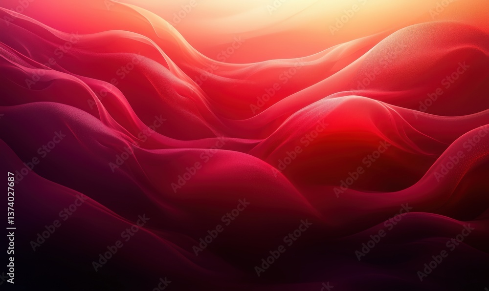 Poster abstract flowing waves in vibrant red and orange hues creating a dynamic visual experience