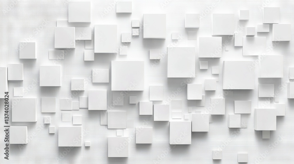 Poster the background is white and features a geometric 3d structure, embodying a clean and minimal design 