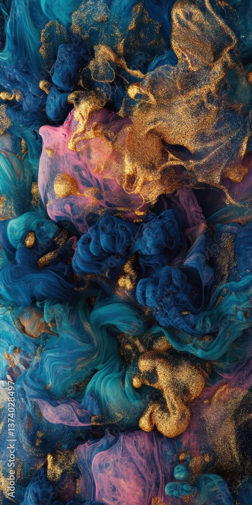 Poster ink dance: a mesmerizing display of swirling ink in a symphony of vivid colors, showcasing the dynam