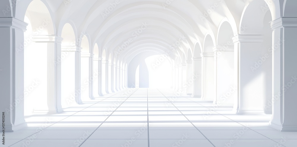 Aufkleber futuristic sci-fi tunnel is depicted in a modern background known as light corridor, generated throu
