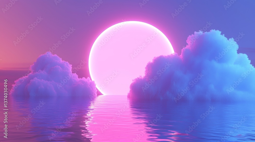 Aufkleber a futuristic and minimalist seascape is created with a 3d render of an abstract background, where a 