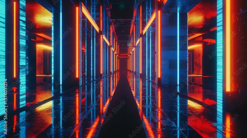 Aufkleber a three-dimensional glow emanates from a mysterious gate situated at the end of a corridor that feat