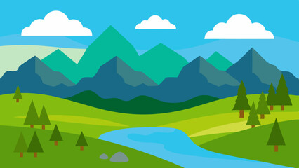 Obraz premium landscape with mountains and trees