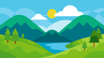 landscape with mountains and blue sky