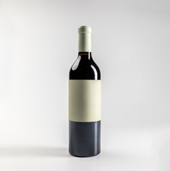 Mockup of classic bottle of red wine garnacha, on white background with copyspace, 750 ml, real photo