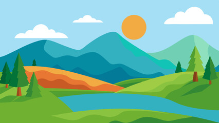 landscape with mountains and blue sky