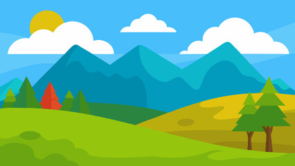 landscape with mountains and forest