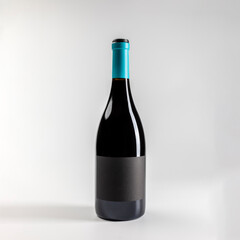 Mockup of bottle of red wine garnacha, on white background with copyspace, 750 ml, real photo