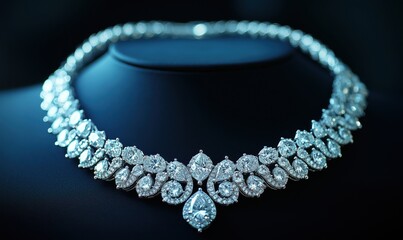 Elegant diamond necklace showcasing intricate design and sparkling gemstones