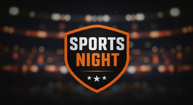 "Sports Night": An inviting graphic for sports fans, the badge design "Sports Night" is the perfect embodiment of sports night. - Powered by Adobe