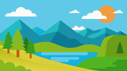 landscape with mountains and blue sky