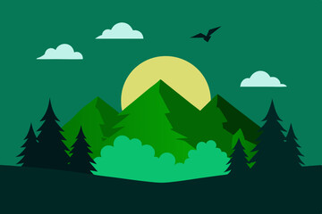 vector illustration of a forest mountains