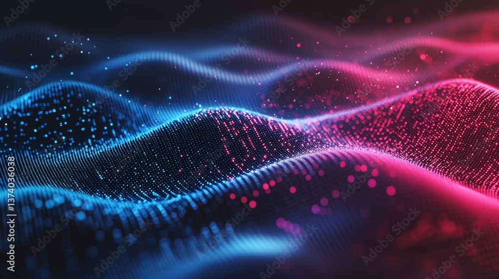Poster a futuristic stream flows in blue, symbolizing digital data flow and a creative abstract background 