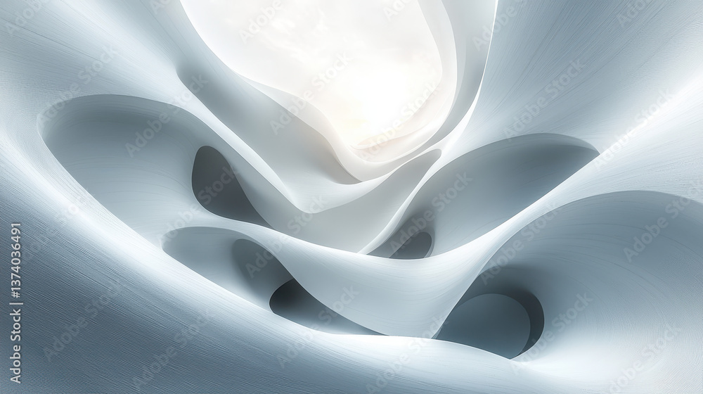 Poster monochrome abstract composition with flowing curves and jagged lines showcasing detailed texture in 