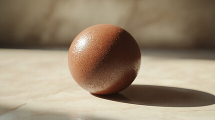 Close-up of a hand-polished mud ball reflecting light