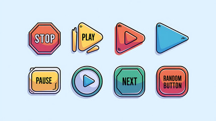 Colorful cartoonish media player control icons