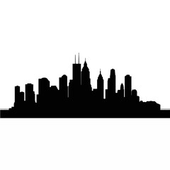 Obraz premium City skyline silhouette at night, urban travel inspiration