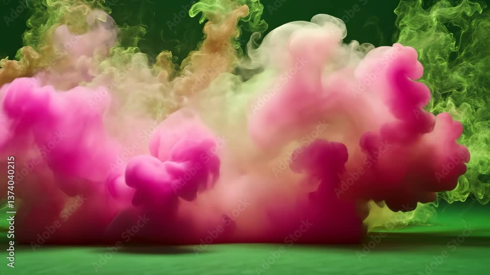 Aufkleber colorful smoke swirls create a vibrant and dynamic display in a green background environment