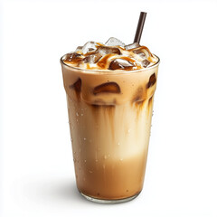 iced latte on white background