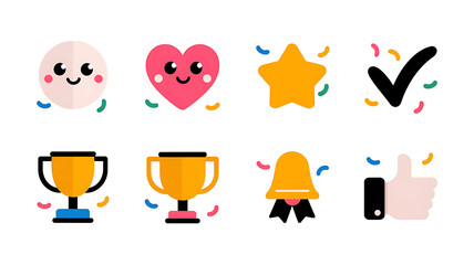 Cute celebratory icons for social media or app UI