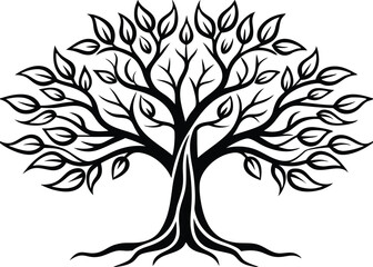  Tree vector Illustration with Roots 