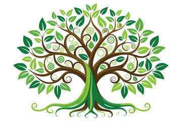 Fototapeta premium Tree vector Illustration with Roots 
