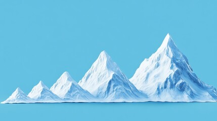 a presentation graphic of a row of mountains from smallest to largest from lower left to upper right, snow capped 