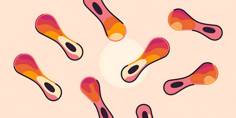 Abstract bacteria illustration vibrant colors stylized cell shapes