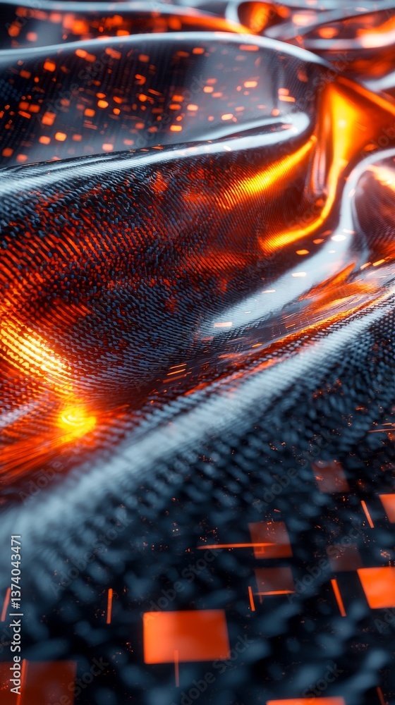 Poster abstract orange and black futuristic hexagon pattern digital art’ is reworded as ‘digital art featur