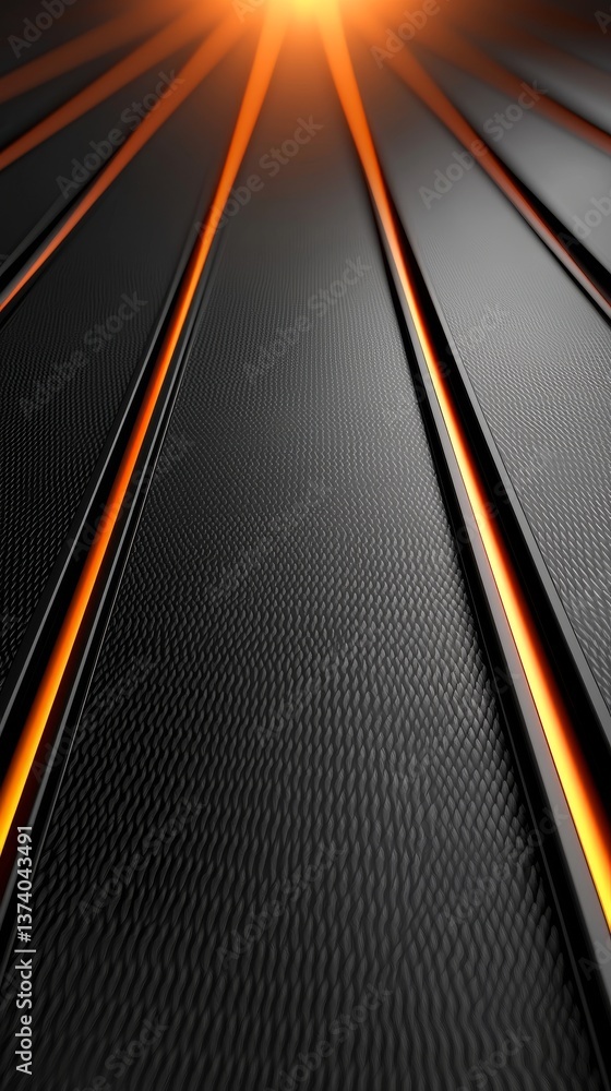 Poster abstract digital artwork depicting a futuristic orange and black hexagon pattern design’ transforms 