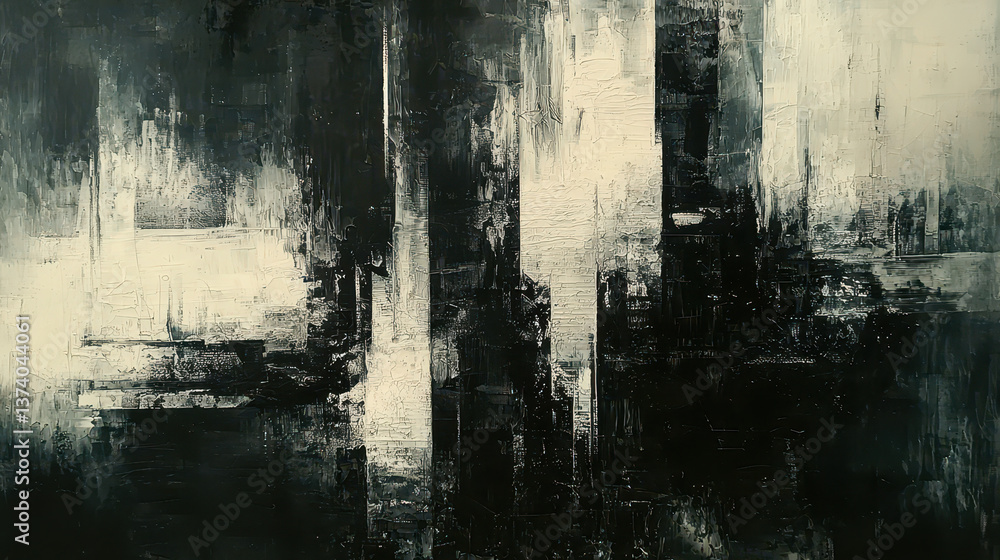 Aufkleber exploration of depth and form in an abstract monochrome composition featuring geometric shapes