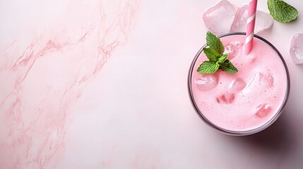 An aesthetically pleasing image presents a pink drink with ice cubes and strawberries, conjuring thoughts of warm days and cheerful gatherings filled with joy and laughter.
