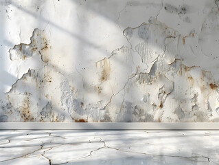 Minimalist white broken wall  background.