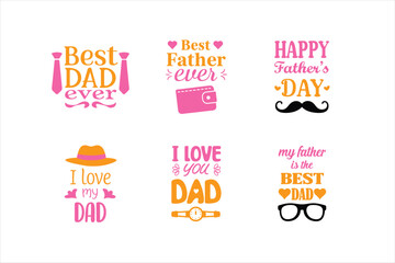 Fototapeta premium Set of Happy Father's Day Typography on White Background