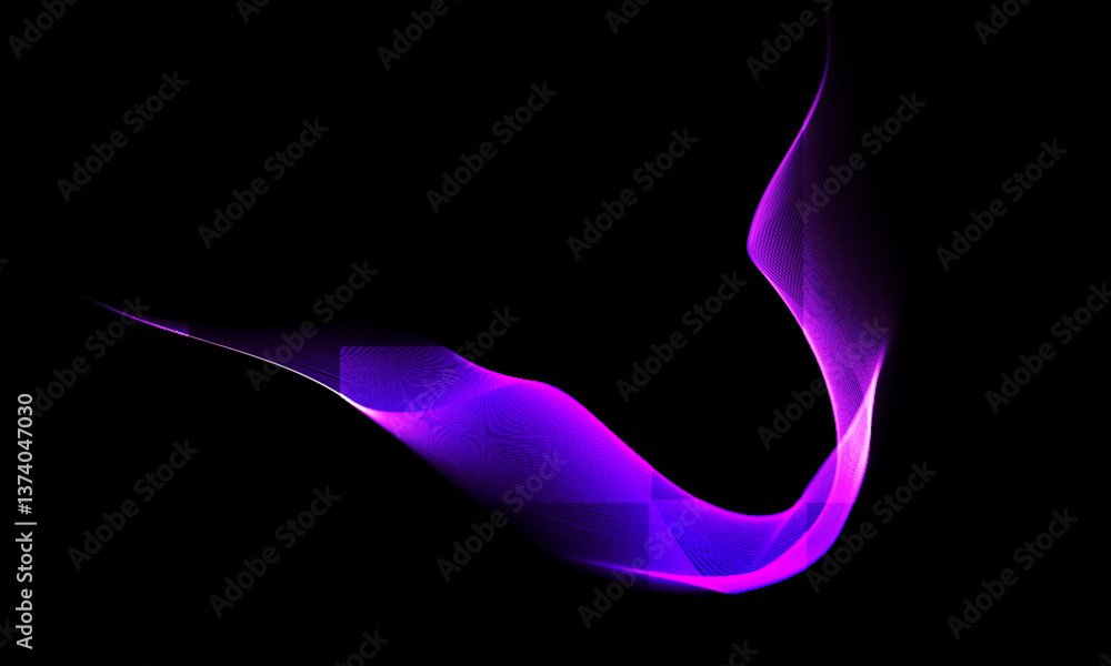 Poster purple arc magic glows with shining stream, spell and magic effect. vector in motion creates a feeli
