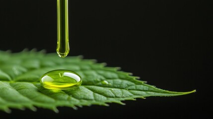 Artistic drop of neem oil falling onto a leaf, symbolizing holistic care