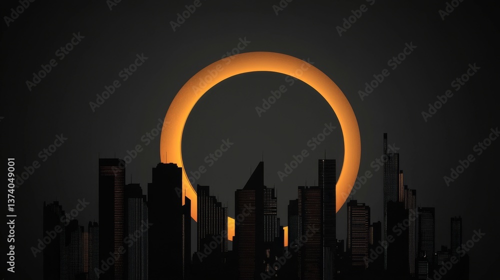 Poster a mesmerizing composition of metallic, circular structures with glowing orange accents creates a fut