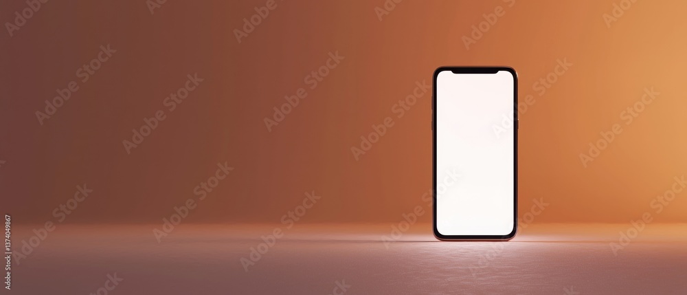 Fototapete 3d rendering of a smartphone with a blank screen. the phone is positioned in the center of the image