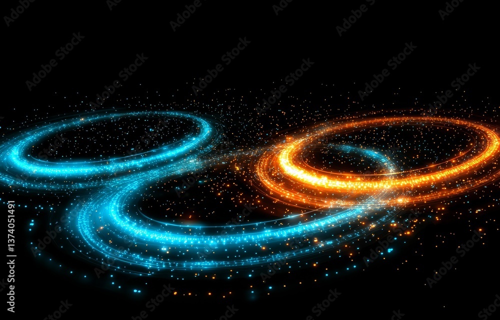 Poster a circular abstract design that glows and features vibrant colors along with bokeh