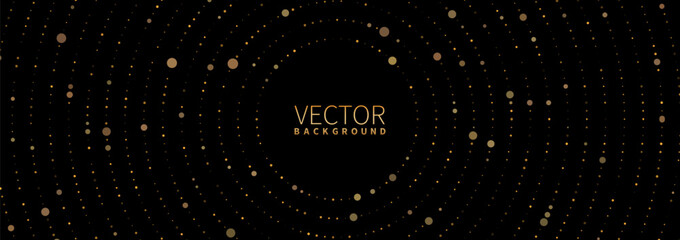 luxurious golden halftone circular frame with a dotted texture forming striking border and elegant design suitable for modern branding and creative projects on a black background.