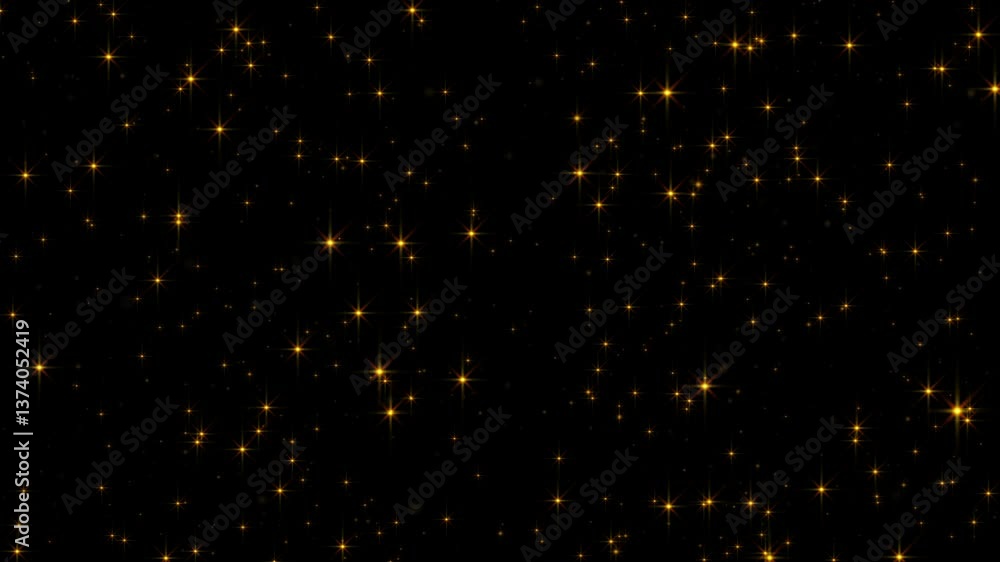 Canvas Prints abstract loop animation flickering glow gold star particles flying on black background. 4k 3d seamle