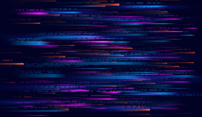 Glitchy background featuring abstract noise effects, video error damage, and stylized corrupted data lines. This modern design offers a dynamic and chaotic visual aesthetic.