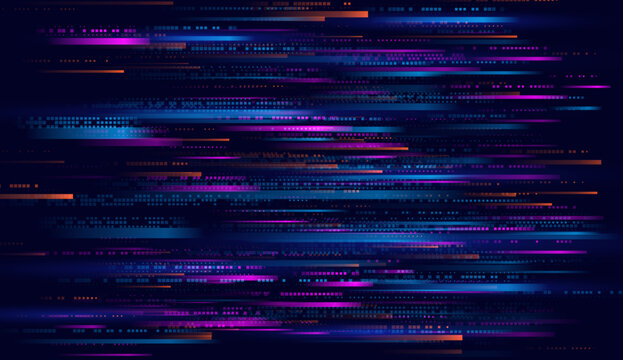 Glitchy background featuring abstract noise effects, video error damage, and stylized corrupted data lines. This modern design offers a dynamic and chaotic visual aesthetic.