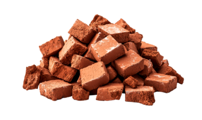 Pile of Red Bricks for Construction and Building Materials Use Isolate on Transparent Background, cutout, png