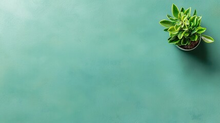 Green Succulent Plant on Teal Textured Background