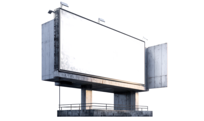 Empty Billboard Display in Urban Environment with Modern Design Isolate on Transparent Background, cutout, png
