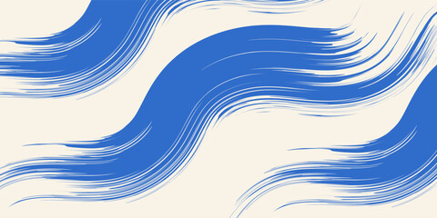 Grainy blue bold brush stroke with spray texture. Hand drawn distress damaged edge vintage template, banner.