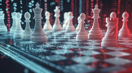 In a dynamic business environment, a stylized chessboard with glowing futuristic pieces serves as a metaphor for strategic decision-making and adaptability