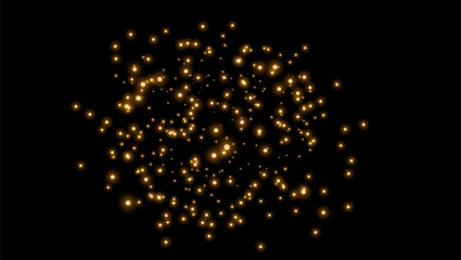 Gold sparks and stars shine with special light.