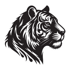 Tiger head silhouette vector art illustration